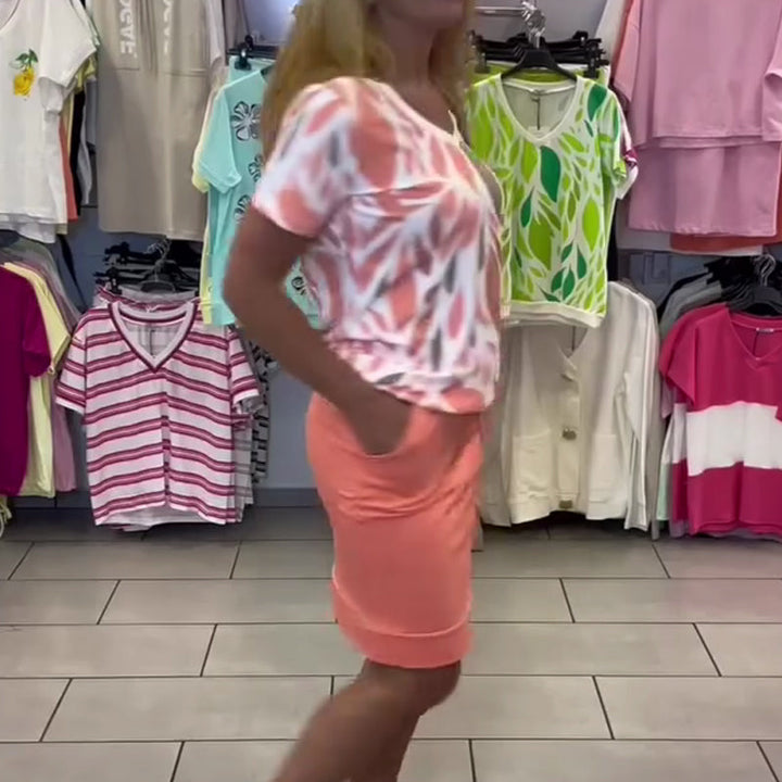 Printet top og stilfuldt sæt til kvinder