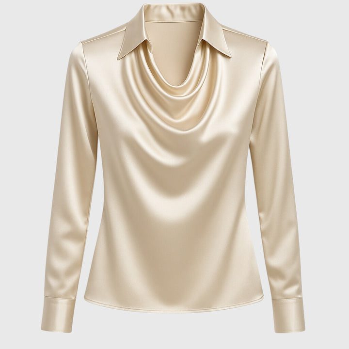 Eline | Satinbluse med faldende hals