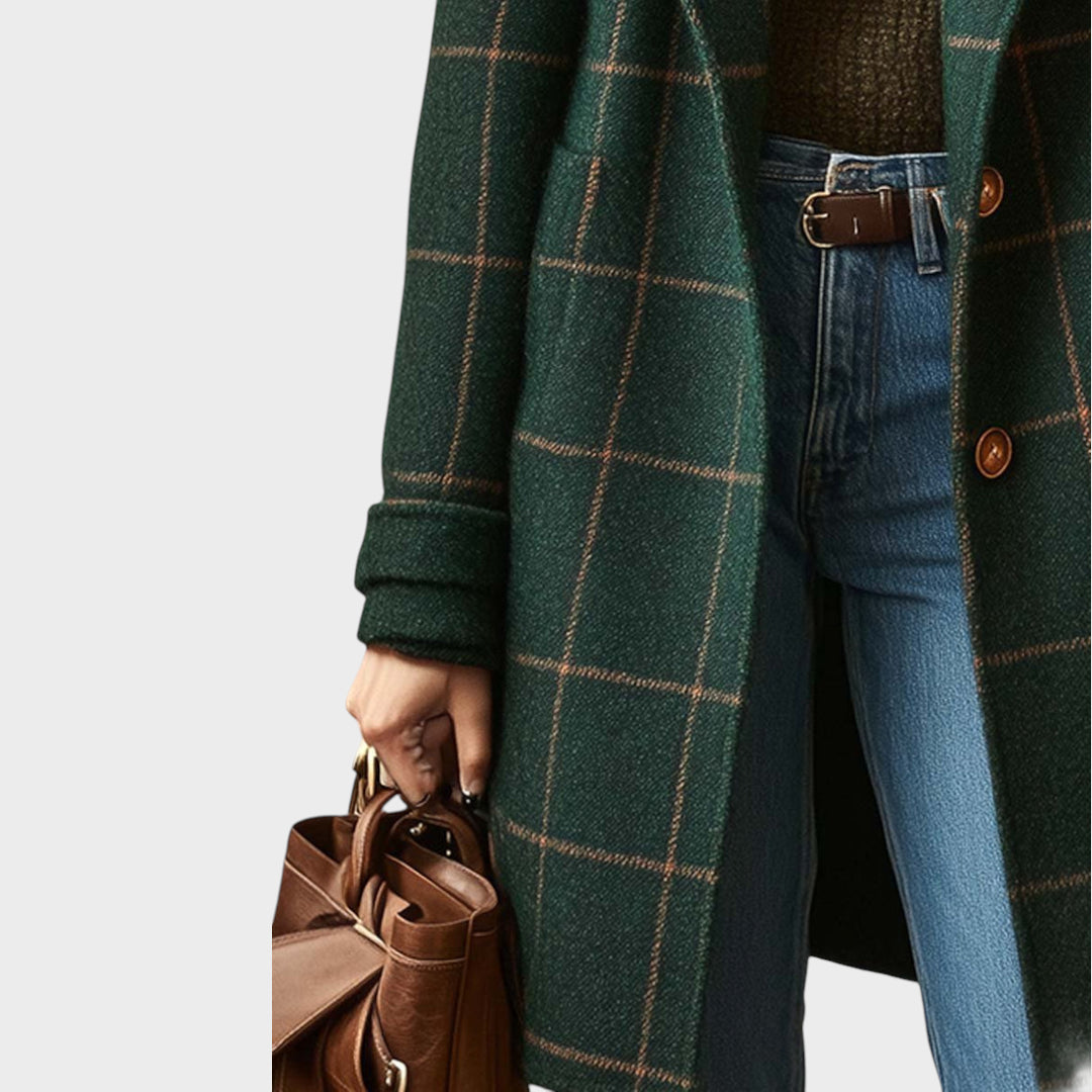 Sølvi | Lang, ternet frakke